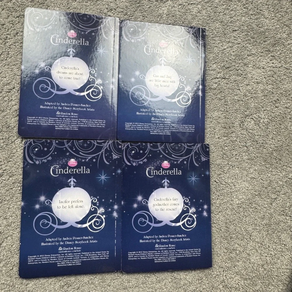 Cinderella Bibbida Bobbidi Books Set of 4 Board Books Disney